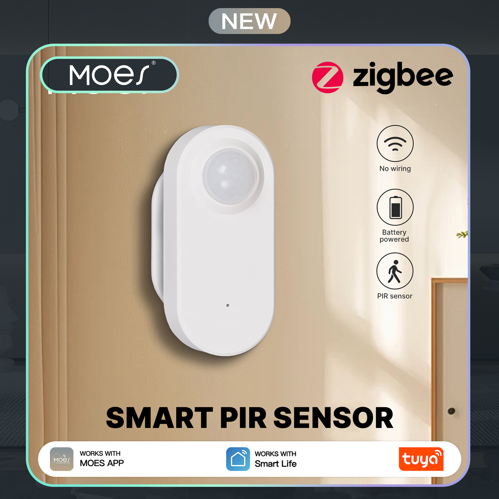 Home Security Battery - MOES Zigbee Motion Sensor,Wireless Battery Powered
