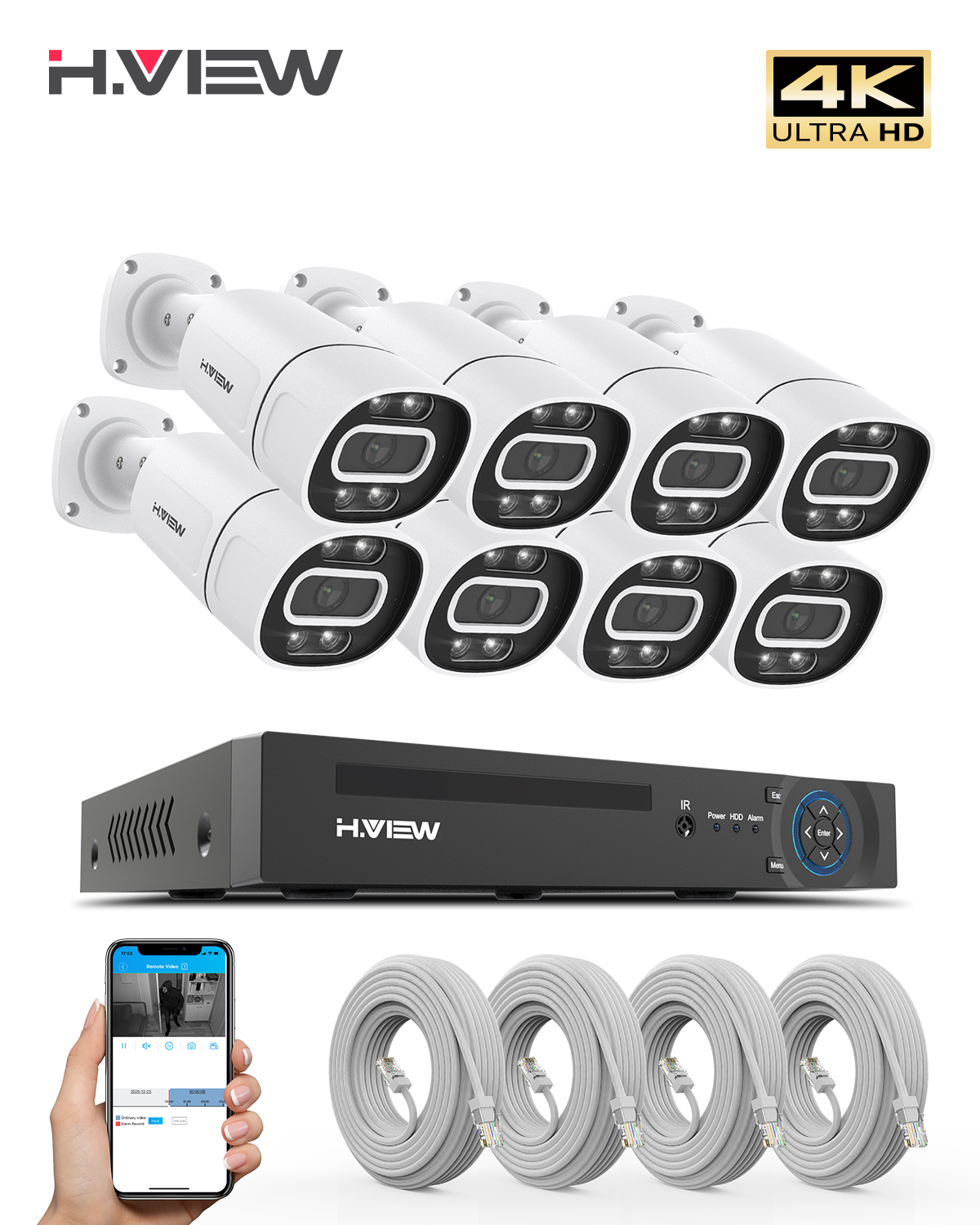 Home Security For Apartments - H.View 4K 5Mp 8Mp poe Cctv