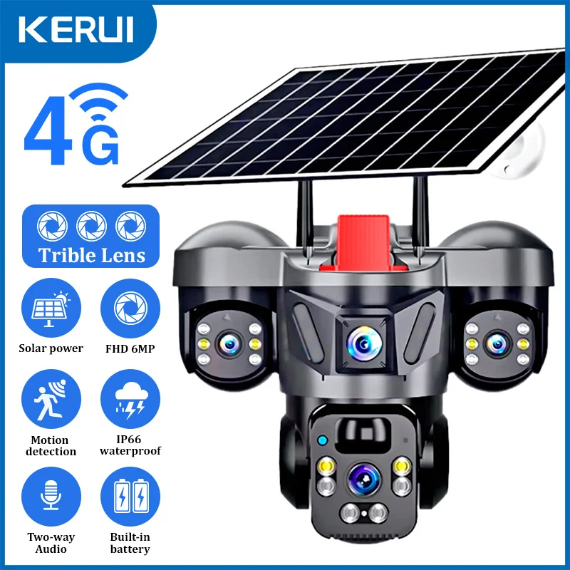Home Security For Apartments - KERUI Outdoor PTZ 6MP 4G SIM