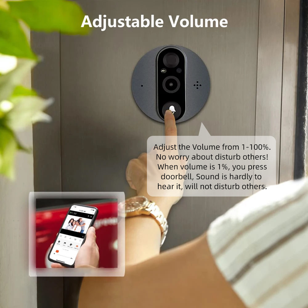 3MP WiFi Smart Tuya Peephole 5 - Home Security For Apartments ulasan dan harga