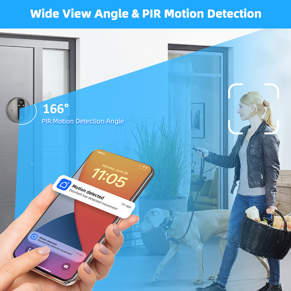 3MP WiFi Smart Tuya Peephole 5 - Home Security For Apartments ulasan dan harga