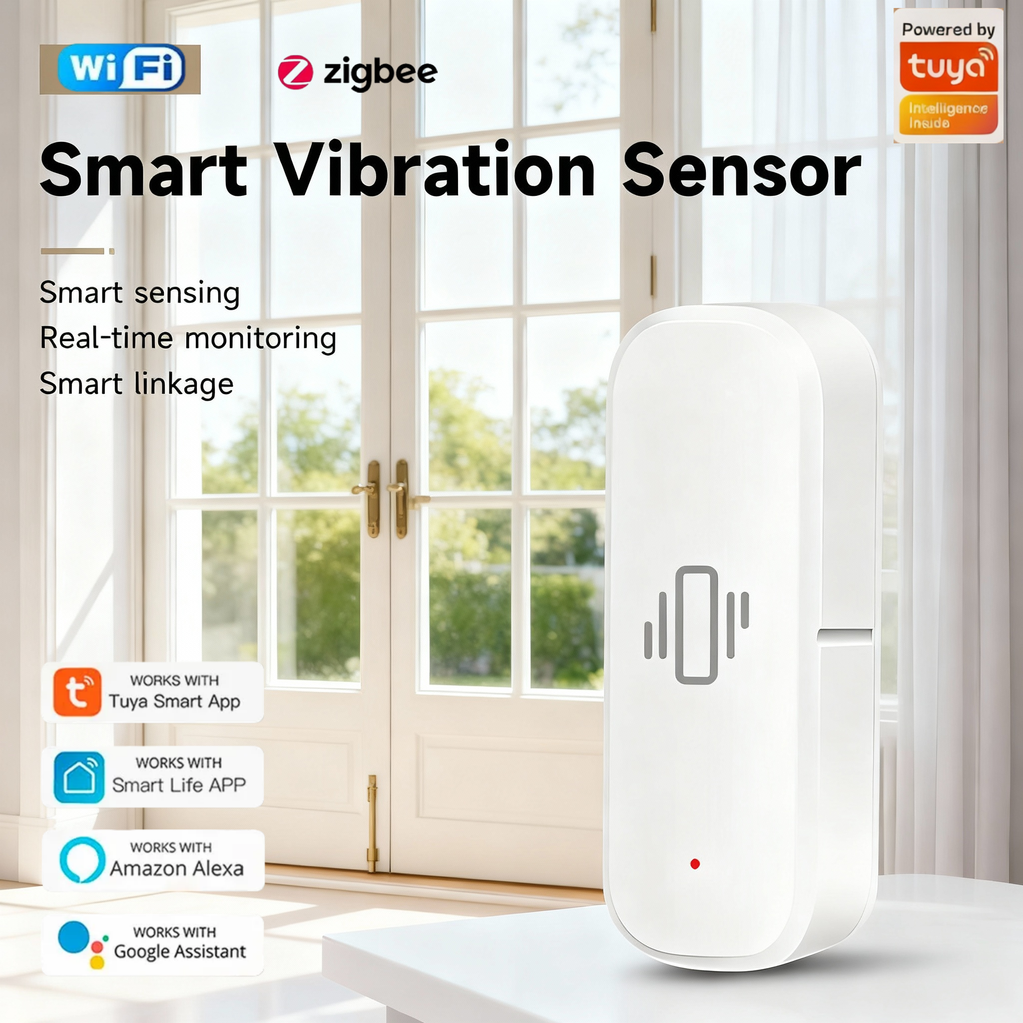 WiFi/Zigbee Smart Vibration Se - Home Security Alarm ulasan dan harga