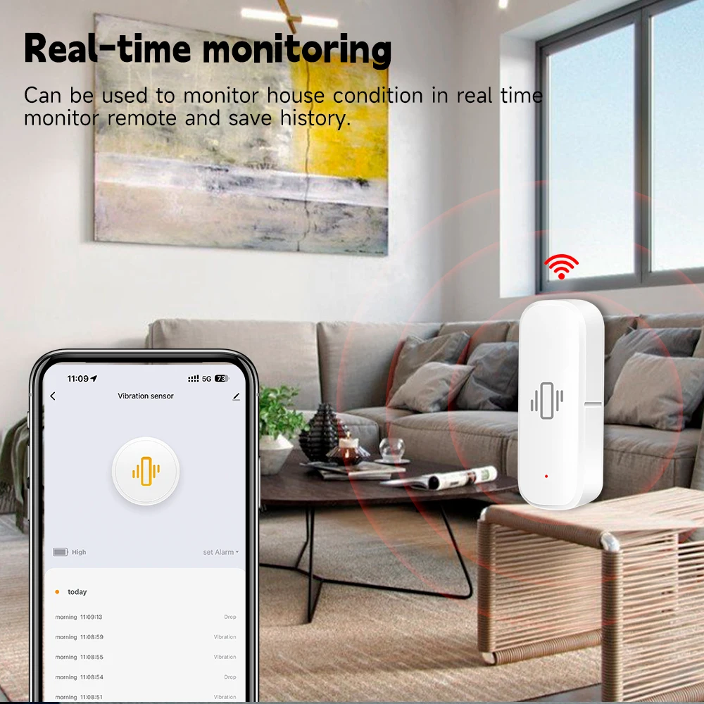 WiFi/Zigbee Smart Vibration Se - Home Security Alarm ulasan dan harga