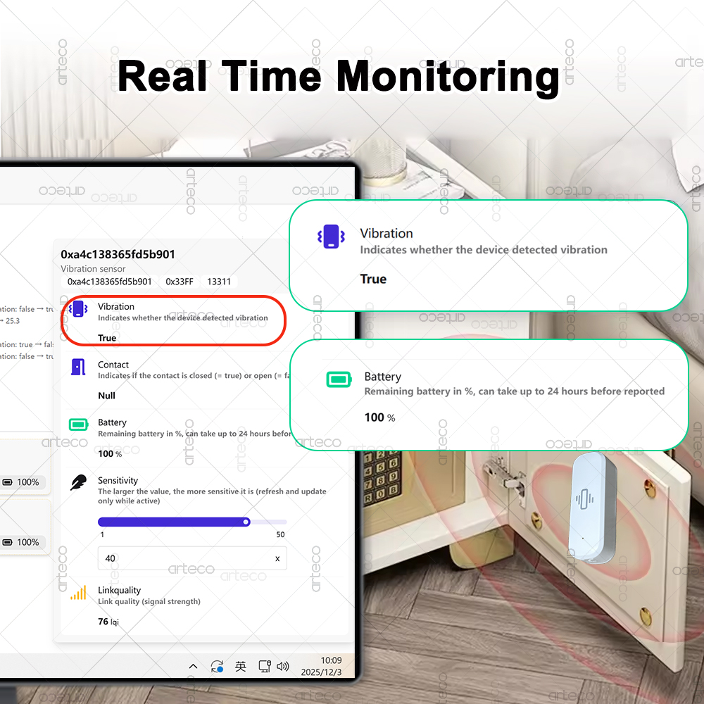 ZigBee Smart Vibration Sensor  - Home Security Home Assistant ulasan dan harga