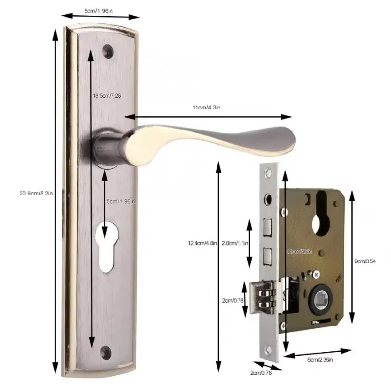 Gold Door Handle Lock Silent H - Home Security For Apartments ulasan dan harga