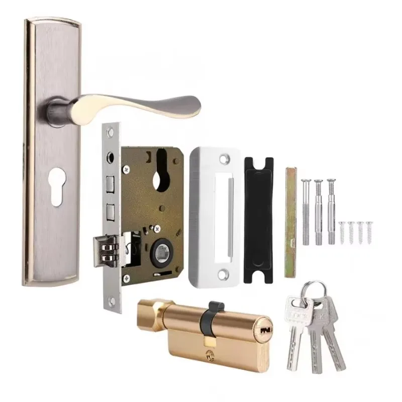 Gold Door Handle Lock Silent H - Home Security For Apartments ulasan dan harga