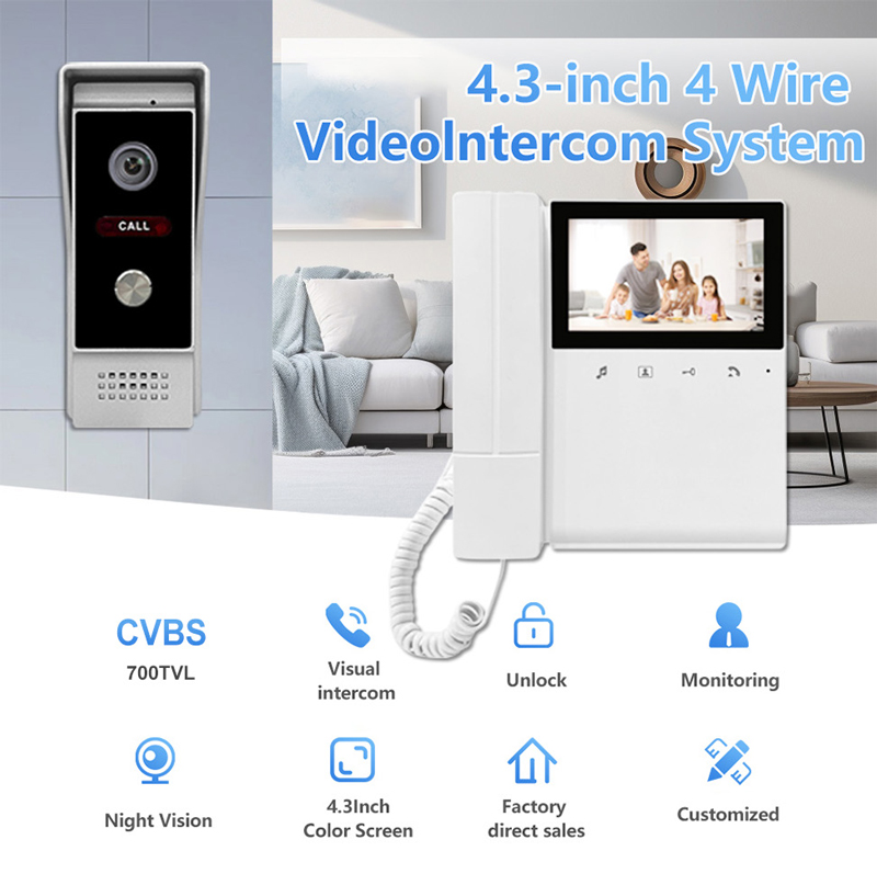 4 Wire Video Building Intercom - Home Security Uk ulasan dan harga