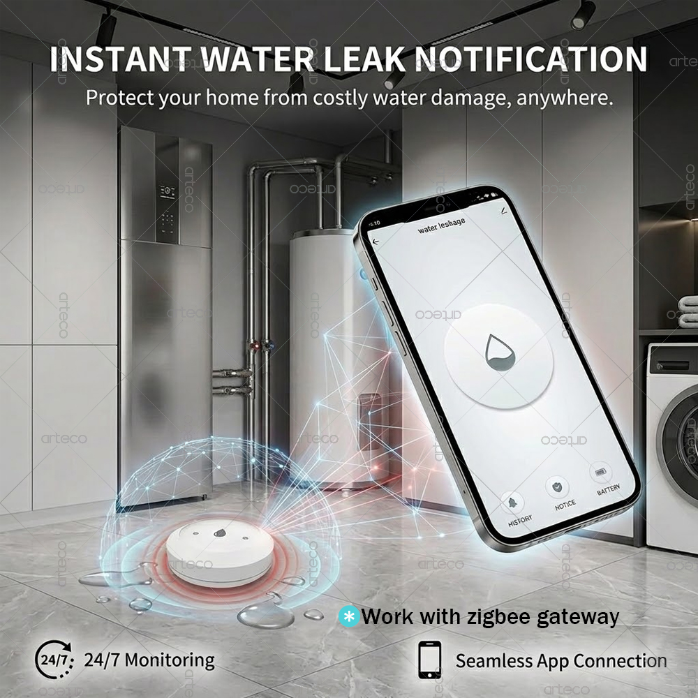 Zigbee Water Leak Sensor Flood - Home Security Home Assistant ulasan dan harga