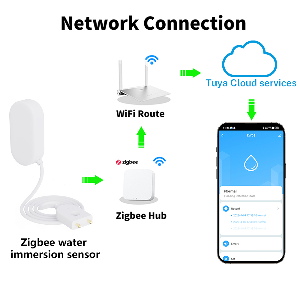 Tuya WiFi ZigBee Water Sensor  - Home Security Home Assistant ulasan dan harga