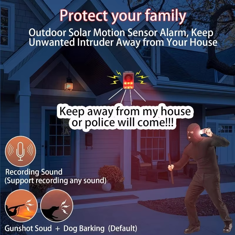 Solar Motion Alarm Lamp 130dB  - Barking Dog Alarm ulasan dan harga