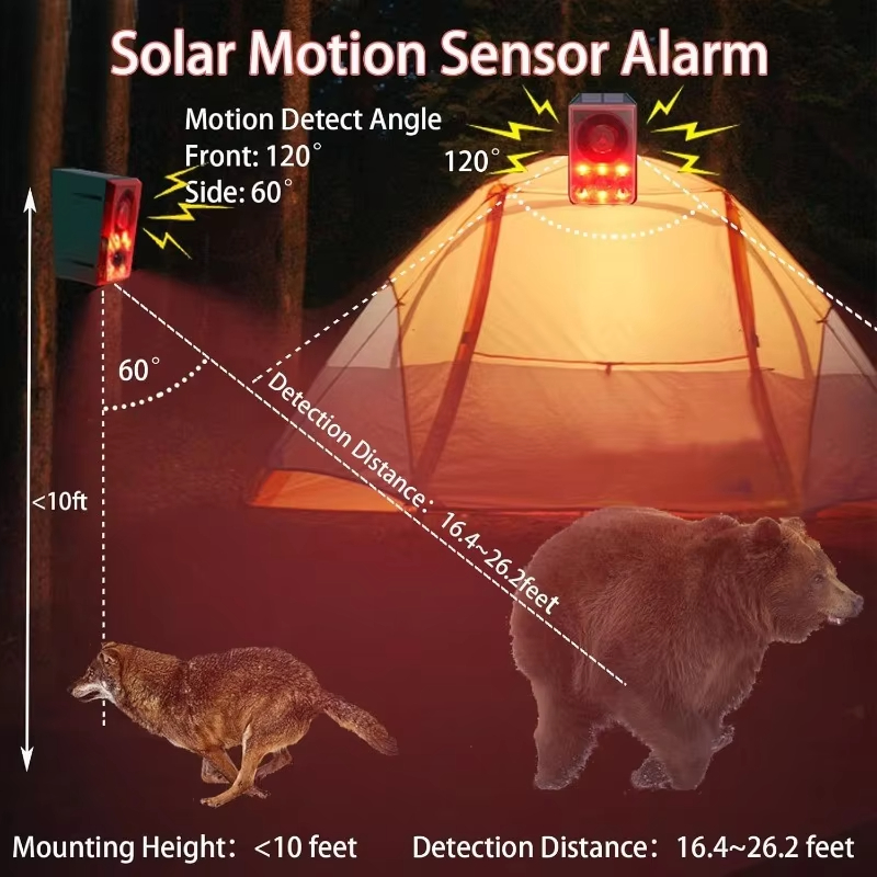 Solar Motion Alarm Lamp 130dB  - Barking Dog Alarm ulasan dan harga