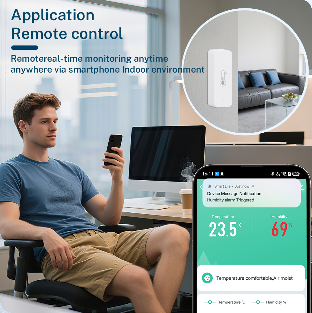 Tuya WiFi Smart Temperature An - Home Security Battery ulasan dan harga